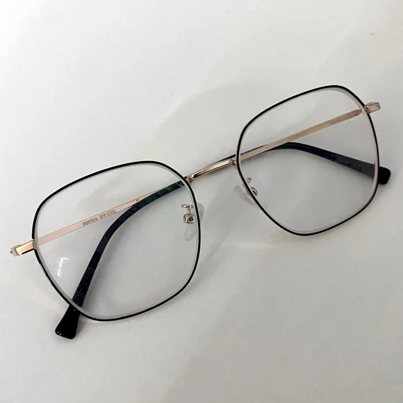 Bundle of 3 Retro Square Metal Wire Frame Glasses in Gold, Rose Gold & Black